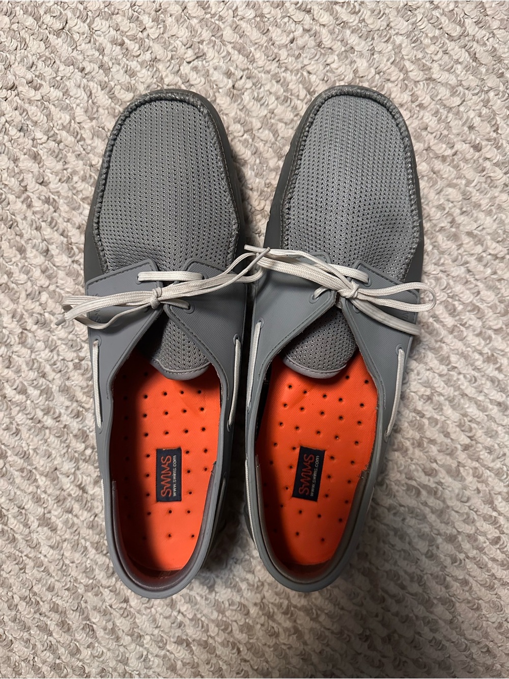 Swims Men’s Gray Boat Water 💦 Shoe Loafers with Orange Insoles